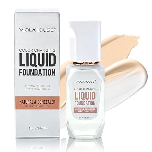 Image of VIOLA HOUSE Color Changing Foundation, 4 in 1 Foundation, Color Changing Flawless Finish, Lightweight, Moisturizing Glow, 1.0 Fl Oz (Medium skin color, 1.0 Fl Oz/30ML)