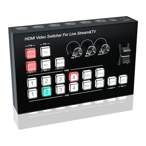 Image of AUBEST Video Switcher, 4K 4HD Video Mixer Switcher Seamless Switch for Multi Camera Live Production Line in Out PIP 1080p Live Streaming Capture