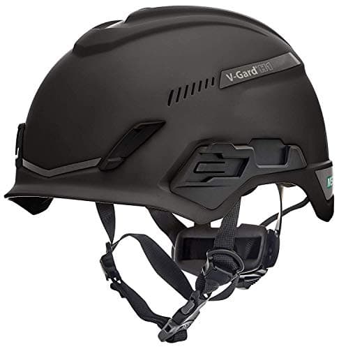 Image of MSA V-Gard H1 Trivent Safety Climbing Helmet - Ventilated - Black - 52–64 cm - Hard hat with chinstrap for Work at Height and Rescue - EN12492 & ANSI