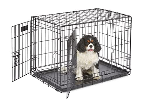 Image of MidWest Homes for Pets 30-Inch Two-Door iCrate Folding Dog Crate with Divider Panel, Leak-Proof Tray & Secure Latches – Metal Wire Kennel for Medium Breeds – Portable, Durable & Easy to Assemble