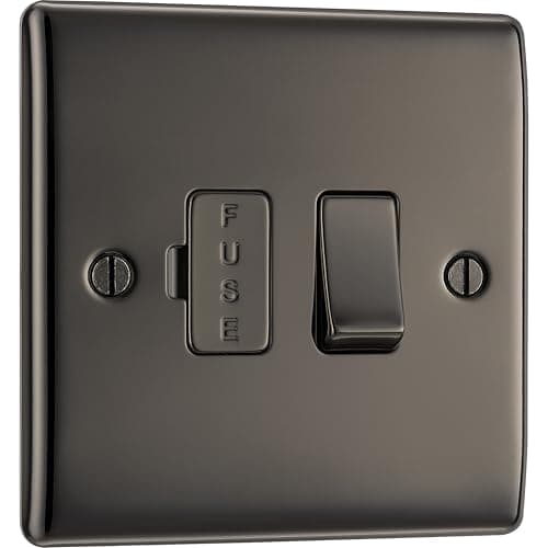 Image of BG Electrical Switched Fused Connection Unit, Fused Spur Switch, Double Pole, Raised and Slim Profile, Round Edges, Nexus Metal, Black Nickel, 13A, NBN50