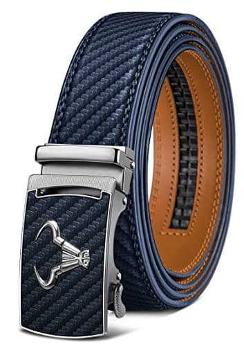 Image of KEMISANT Men's Belt, Ratchet Belt Of Genuine Leather For Men Dress,Size Customized(Purplish Blue 2952-32"-38" Waist Adjustable)