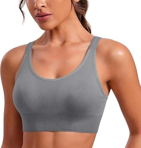 Image of Aseniza Sports Bra Women High Impact Non Wired Adjustable Straps for Sagging Breasts Workout Crop Top(Grey-M)