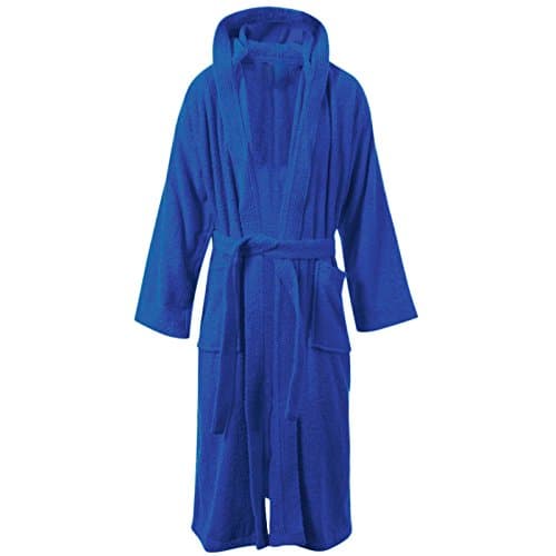 Image of Stylo Online Unisex 100% Egyptian Cotton Luxury Towelling Bathrobe – Super Soft Hooded Dressing Gown with Belt & Pockets, Terry Towel Housecoat Nightwear Loungewear Robe Hood Blue One Size
