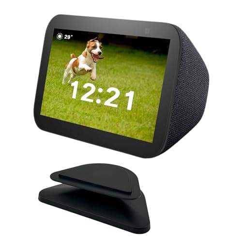 Image of Sintron Smart Display Stand for Echo Show 5 (3rd Gen), Adjustable Magnetic Stand Holder with 360 Degree Rotation, Swivel & Tilt Function, Anti-Slip Base - Black, Compatible with iPhone models