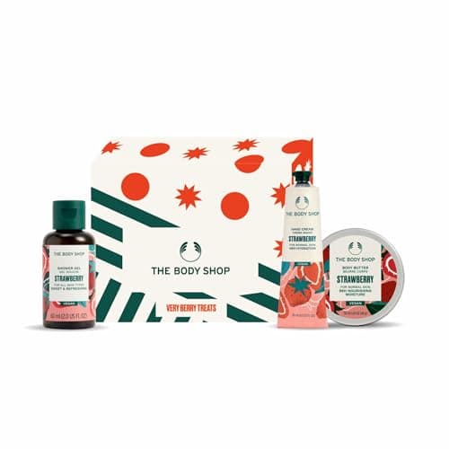 Image of The Body Shop Lather & Juicy Strawberry Gift Set Gift Bag Body butter shower gel hand cream travel mini's vegan