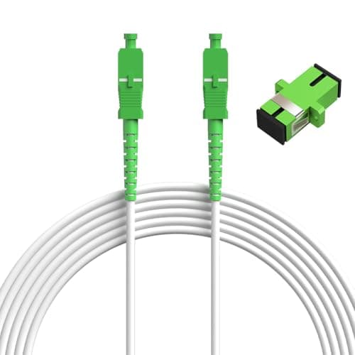 Image of OFFCUP 10m/32.8ft Network Fibre Optic Cable SC/APC to SC/APC OS2 Simplex Singlemode 9/125μm LSZH FTTH 3.0mm Patch Cord Fiber Cables with Adapter Coupler