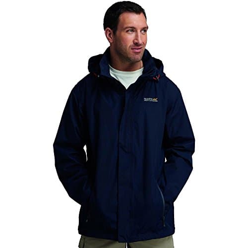 Image of Regatta Men's Matt Waterproof Mesh Lined Hooded Shell Jacket, Navy, Medium