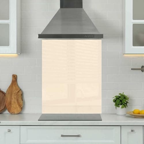 Image of Premium 65 x 70cm Cream Glass 6mm Glass Toughened Kitchen Splashback