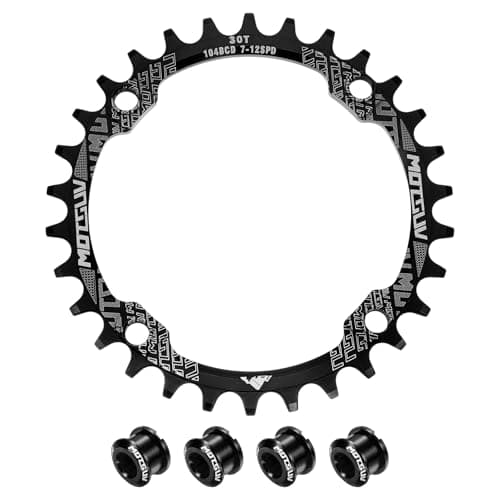 Image of sourcing map 104BCD Bike Chainring 30T Round Narrow Wide Single Speed Aluminum Chainring Chainwheel with 4 Round Bolt for Road Bike Bicycle 7/8/9/10/11 Speed Chains, Black