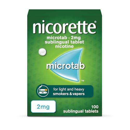 Image of Nicorette Microtab 2mg Sublingual Tablet (100 Pieces), Smoking Cessation Aid to Actively Fight Withdrawal Symptoms, Sublingual Tablets to Help Stop Smoking