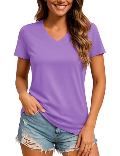 Image of TACVASEN Women's Short Sleeve T-Shirt Quick Dry UPF 50+ Athletic Running Workout Yoga Top Tee Light Purple
