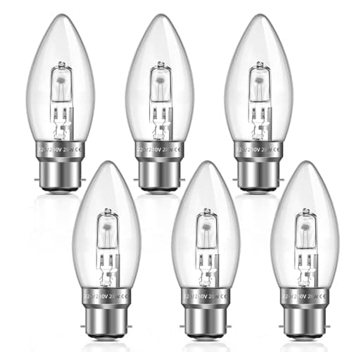 Image of Liuyife B22 C35 Candle Light Bulb 28W, Dimmable, B22 Bayonet Cap Candle Bulb, Warm White 2700K 350LM, Clear Glass, C35 Light Bulb for Chandelier, Table Lamp, Pack of 6