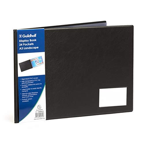 Image of Exacompta - Ref GDB24/LZ - Guildhall Collection - Premium Display Book - Suitablde for A3 Landscape Documents, 24 Pockets, 48 Viewing Pages - Rigid Black PVC Cover