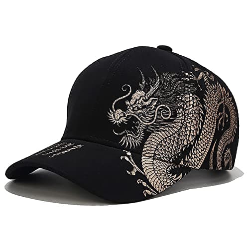 Image of XYIYI Dragon Black Original Classic Cotton Baseball Cap Adjustable Dad Hat Unconstructed Plain Cap