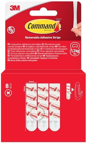 Image of Command Removable Adhesive Strips, Pack of 8 Medium Adhesive Strips, White - Damage Free Hanging - No Tools Required