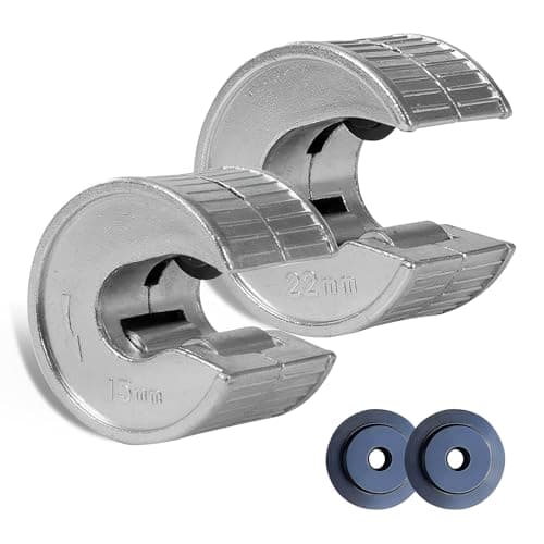 Image of MEETOZ Pipe Cutter 15mm and 22mm Set Copper Pipe Slice Tube Cutter Zinc Alloy Body 2 Replacement Tube Cutting Wheels