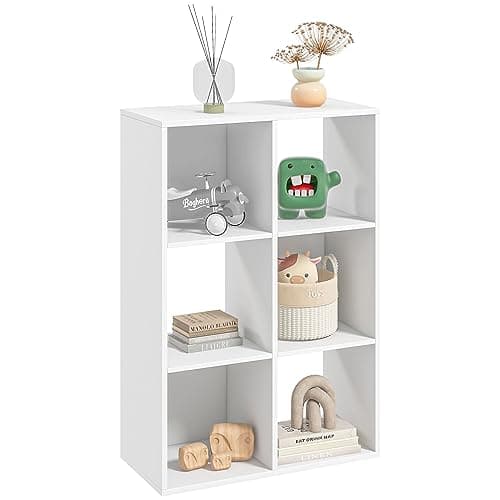 Image of HOMCOM 3-tier 6 Cubes Storage Unit Particle Board Cabinet Bookcase Organiser Home Office Shelves White