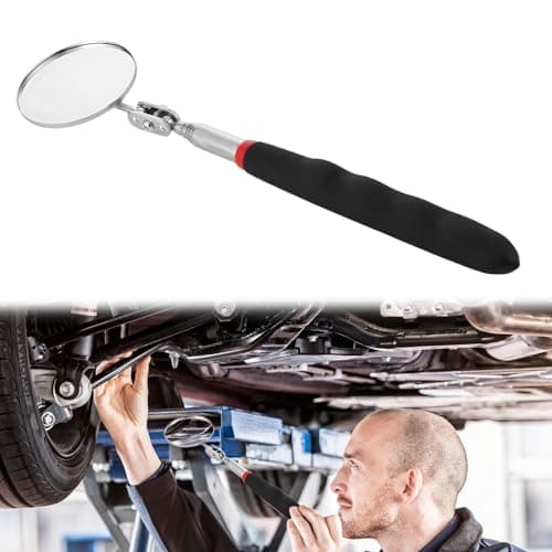 Image of Telescopic Mirror Tool,1PCS Telescopic Inspection Mirror Round Long Handled Mirror,360 Degree Small Telescopic Mirror,Mirror on a Stick for Auto Repair to Check Vehicle Condition 50mm Diameter