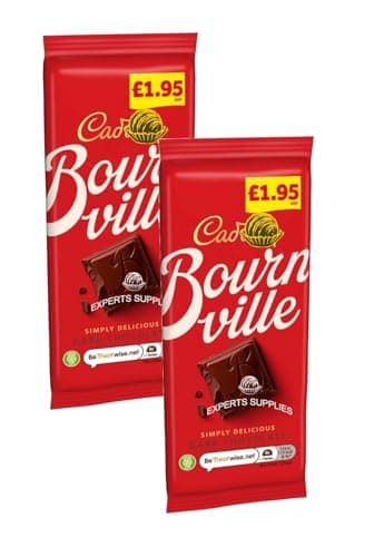 Image of 2 x New Cad Bournville Dark Chocolate Price Marked Bar 100g, Perfect for Sharing and Gifting For Everyone