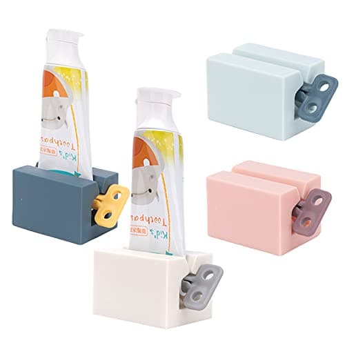 Image of 4 PCS Toothpaste Squeezer, Rolling Tube Toothpaste Squeezer with Frosted Handles Toothpaste Holder Stand Bathroom Organizer,Saves Toothpaste and Creams (4 colors)