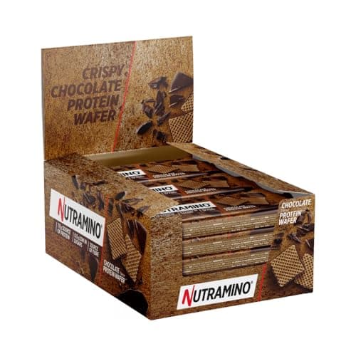 Image of Nutramino Crispy Chocolate Protein Wafer, Source of Fibre, Low in Sugar Snacks, On-the-go Gym Food and Easy Nutrition to Support Healthy Diet and Active Lifestyle, 2 x 19.5 g Pack