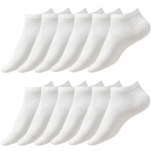 Image of KEYRI 6 Pairs Women’s Ankle Socks Low Cut Trainer Socks, Athletic Sosks Sports Sock Unisex Casual Sock, All Seasons Sosk Soft Durable Breathable Size 4-7 One Size (Cotton, 6 White)