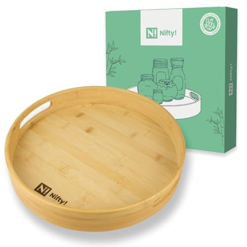 Image of Nifty! Lazy Susan, Bamboo Wood Rotating Kitchen Organiser, 12 inches, Household Storage for condiments and turntable for dining table