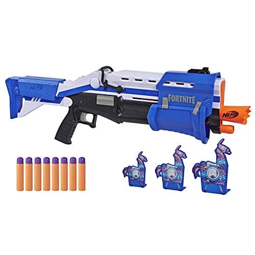 Image of Nerf Fortnite TS Blaster -- Pump Action Dart Blaster, 8 Official Nerf Mega Fortnite Darts, Dart Storage Stock -- For Youth, Teens, Adults(Blue) - Amazon Exclusive - Amazon Exclusive