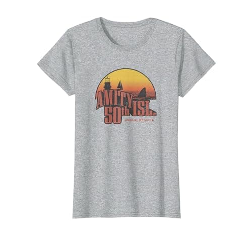 Image of Jaws Amity Island 50th Annual Regatta T-Shirt, Women, Heather Grey, Medium