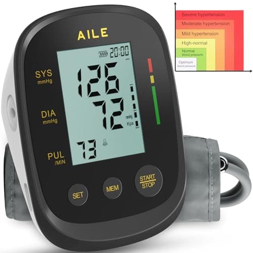 Image of AILE Blood Pressure Monitors, Blood Pressure Machine Upper Arm Large Cuff(8.7"-16.5"), High Automatic BP Monitor Blood Pressure for Home Use, Manual Arm BP Machine, 2 * 99 Memory (WhiteBlack)