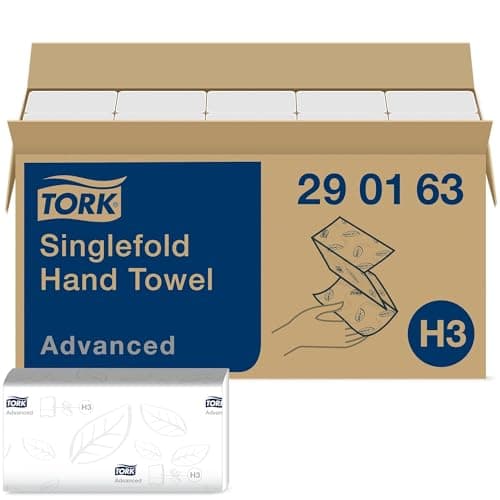 Image of Tork Singlefold Hand Towels, White, H3 System Compatible, 2-Ply, Embossed, FSC and EU Ecolabel Certified, 15 Packs x 250 Sheets (3,750 Total) (290163)
