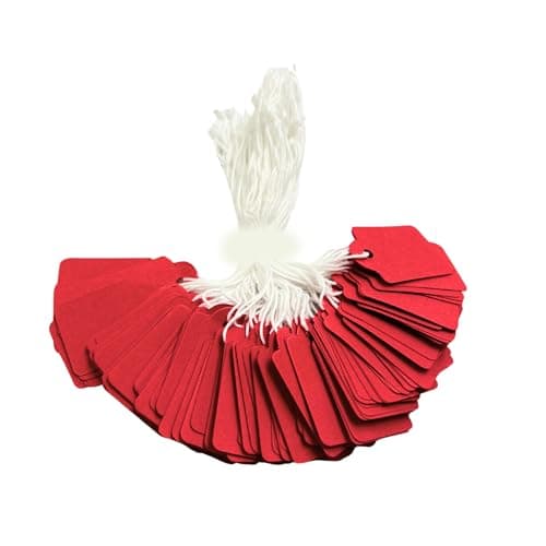Image of Pack of 600 Large Red Strung Tags Price Tickets 36 x 53mm