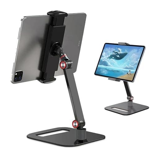 Image of LAILAILE Universal Folding Tablet Stand, Adjustable Portable Monitor Stand with Stable Base, Lightweight Travel iPad Holder Featuring 360° Rotation, Premium Ergonomic Aluminum Alloy for Home Office