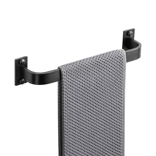 Image of SAYAYO Black Towel Rail Wall Mounted Hand Towel Holder 30CM, Waterproof Single Bathroom Towel Bar for Home Use, Kitchen, Laundry Room