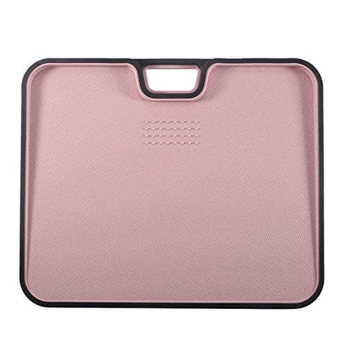 Image of VIVLLEN Double-Sided Plastic Chopping Board, Cutting Board with Hanging Hole Best for Meat, Vegetables and Cheese. Professional Easy-Grip Handles(Pink)