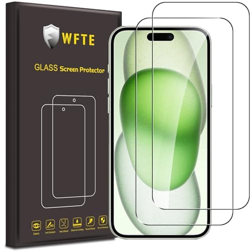 Image of WFTE [2-Pack Screen Protector for iPhone 15 Plus/15 Pro Max,Anti-Scratch,High Transparency,Anti-fingerprint,Bubble-Free,Premium Tempered Glass Screen Protector For iPhone 15 Plus & iPhone 15 Pro Max