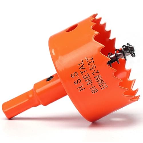 Image of Hole Saw 55mm, Hole Saw with Drill Bit for Wood, Orange Bi-Metal Hole Cutter Smooth Cutting for Soft Metal, Drywall and Plastic