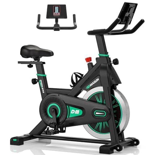 Image of [2026 Model] DMASUN Exercise Bike, Professional Spin Bike with Super Quiet Magnetic Resistance, Indoor Cycling Bike with Shock Absorption, Comfortable Seat for Home Gym 350LBs Capacity (bule with APP)