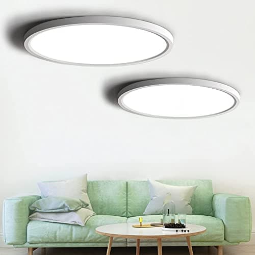 Image of 2-Pack LED Flush Mount Ceiling Light, 5000K Daylight White Bathroom Light, 3200LM, Flat Modern Round Lighting, 12in/30cm 240W Equivalent White Ceiling Lamp for Kitchens, Bedrooms, Hallway.etc