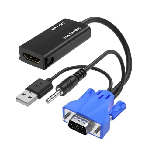 Image of MT-VIKI VGA to HDMI Adapter with Audio 1080P VGA to HDMI Converter Old PC to TV Monitor VGA Male to HDMI Female Converter for Older Laptop USB Power