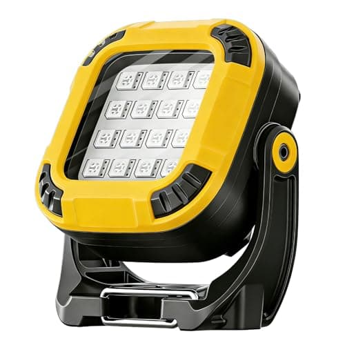 Image of Uadme 20W LED Rechargeable Work Light, Super Bright Magnetic COB Floodlight with RGB Colorful Light, 360° Rotatable Portable Outdoor Waterproof Lamp for Outdoor, Camping, Emergency