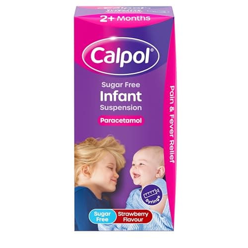 Image of Calpol Sugar-Free Infant Suspension Paracetamol (1 x 100ml), Strawberry Flavour CalpolInfant with Paracetamol for Fever & Pain Relief, Suitable for 2+ Months Babies & Kids