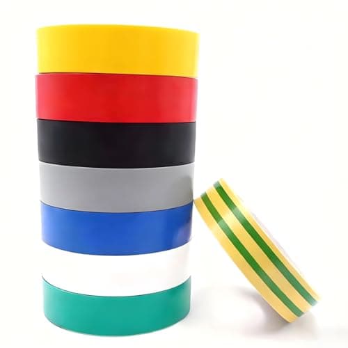 Image of LJYING 8 Rolls Multi Colour Electrical Insulation Tape - 10m x 18mm PVC, Heat & Water Resistant for Insulation Repairing and Protecting