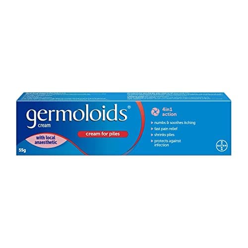 Image of Germoloids Haemorrhoid Cream, Piles Treatment with Anaesthetic to Numb the Pain & Itch, 55 g, Pack of 1, (Packing may vary).