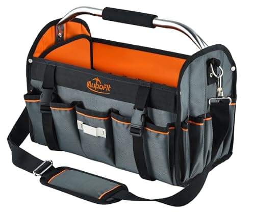 Image of Electrician Open Top Tote Bags 29 pockets, 40 * 26 * 21CM Tote Tool Bag Heavy Duty 1680D Denier Fabric Tool Tote Bag with Handle, Technicians Plumbers Tools Bag