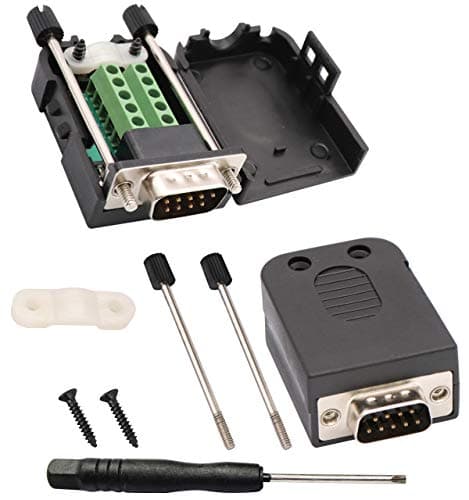 Image of AAOTOKK DB9 Screw Terminal Block Adapter D-SUB 9-pin RS232 Male to 9+1 Pin/Way Female Serial Terminal Breakout Board Connector Signal Module with case (2Pcak/Male)