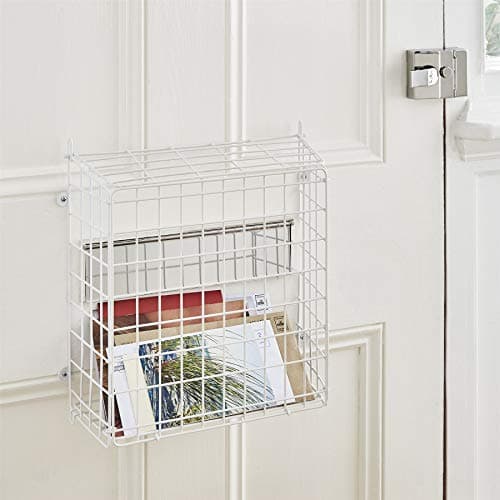 Image of Direct Online Houseware House of Home Letterbox Cage Easy Access Post Box Large Cage for Wooden Doors, White Letter Catcher, Mail Basket Front Door Perfect for Dog Owners
