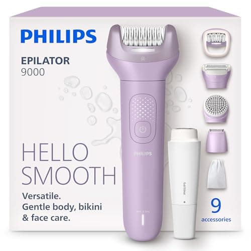 Image of Philips Epilator Series 9000 - Cordless Wet and Dry Electric Epilator, Hair Removal for Body, Face and Bikini, with ProGuide, 9 Accessories, 60 min. Runtime, Model BRE729/00