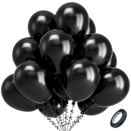 Image of Kelfara Black Balloons Party Balloons 100 Pcs 12 Inch Black Latex Balloons for New Years Eve Birthday Wedding Anniversary Graduation Black Theme Party Decorations 2026